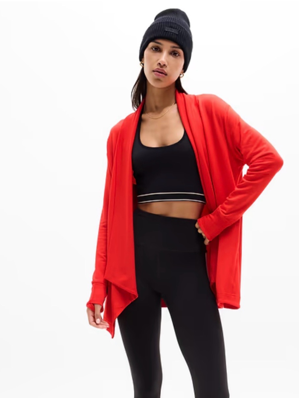 Athleta Bright Red Pranayama Wrap Cardigan